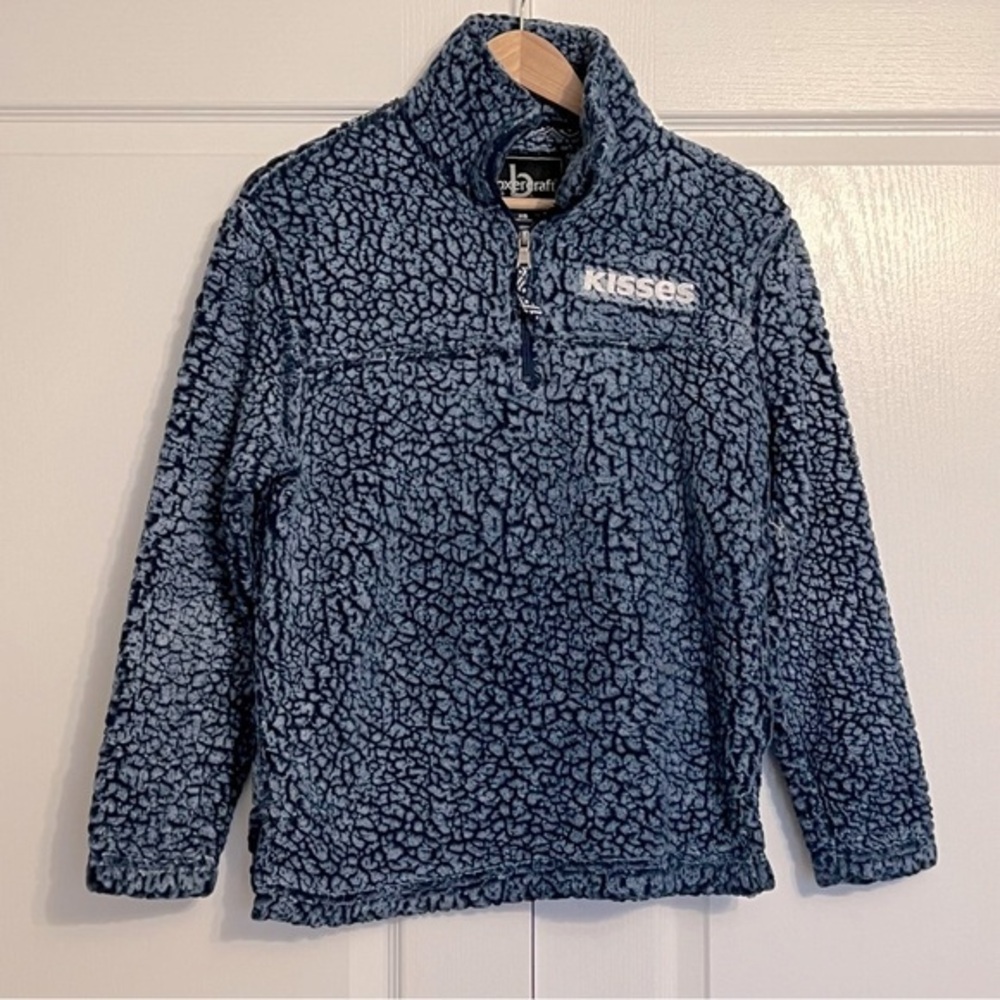 Boxercraft Hershey’s Kisses Blue‎ Fleece Teddy Bear Pullover Size XS 1/4" Zip